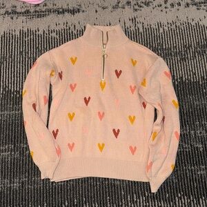 LOFT heart half zip sweater